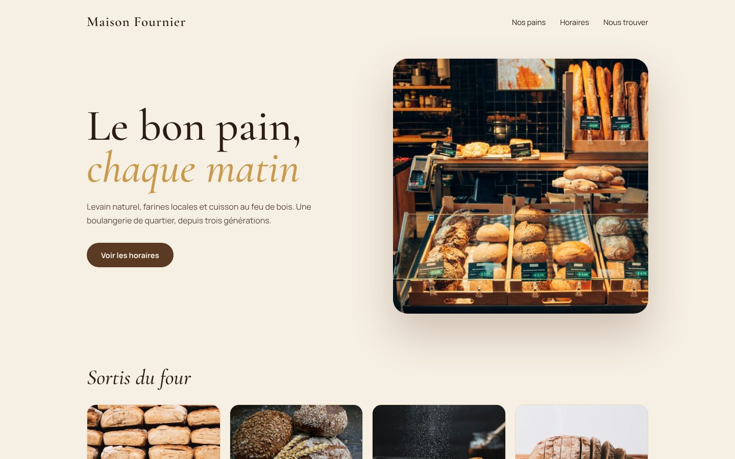 Démonstration : site de boulangerie sur ordinateur